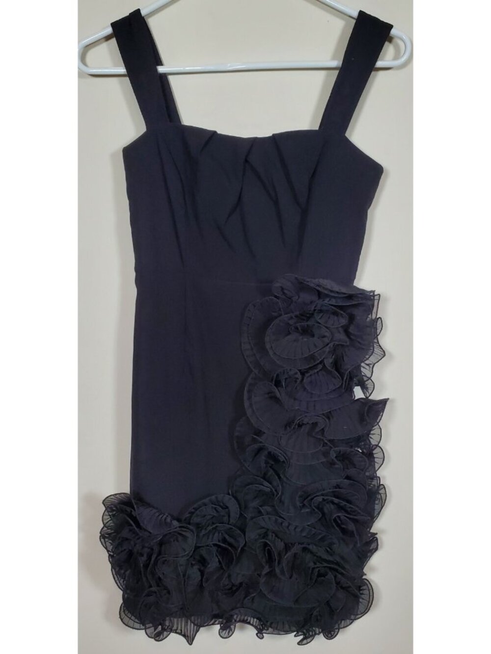 Vero Moda Women's Size Small Ladies Black Midi Dress Bodycon Ruffles Flowers